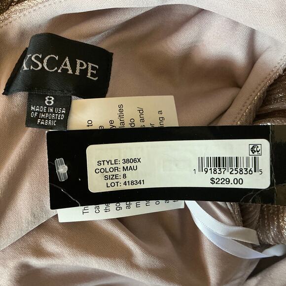 XSCAPE Women's Cocktail Dress Size 8 Pink Metallic Sleeveless Fit and Flare Mini - Picture 9 of 12